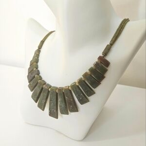 Green Natural Stone Statement necklace